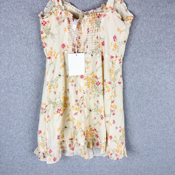 New 70°F/21°C Womans Sz Medium Ivory Floral Printed Short Dress Tie NWT - Picture 8 of 8